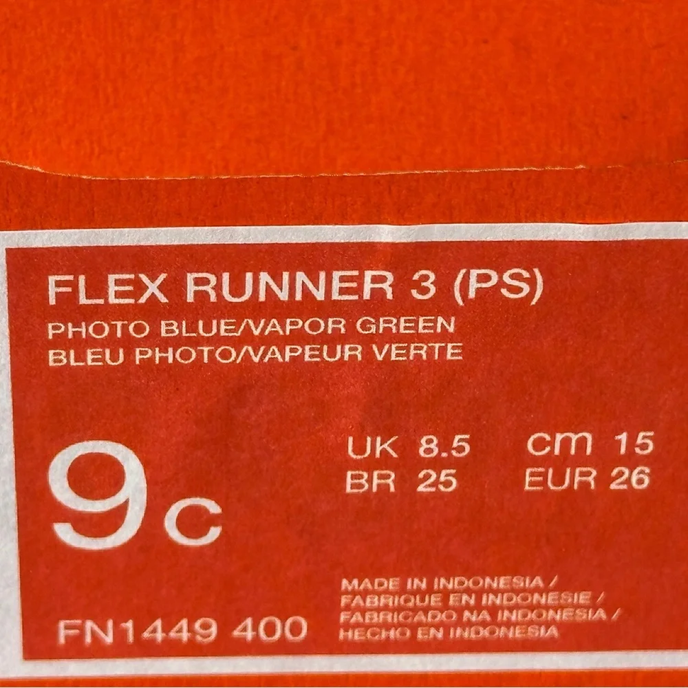 NEW Nike Kids Flex Runner 3 Preschool Casual Sneaker - Size Little Kid 9C